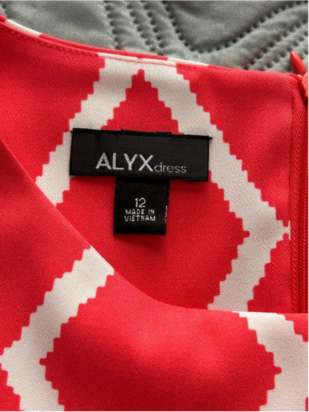ALYX Red White Diamond Lattice Sleeveless Dress Size 12 Stretch